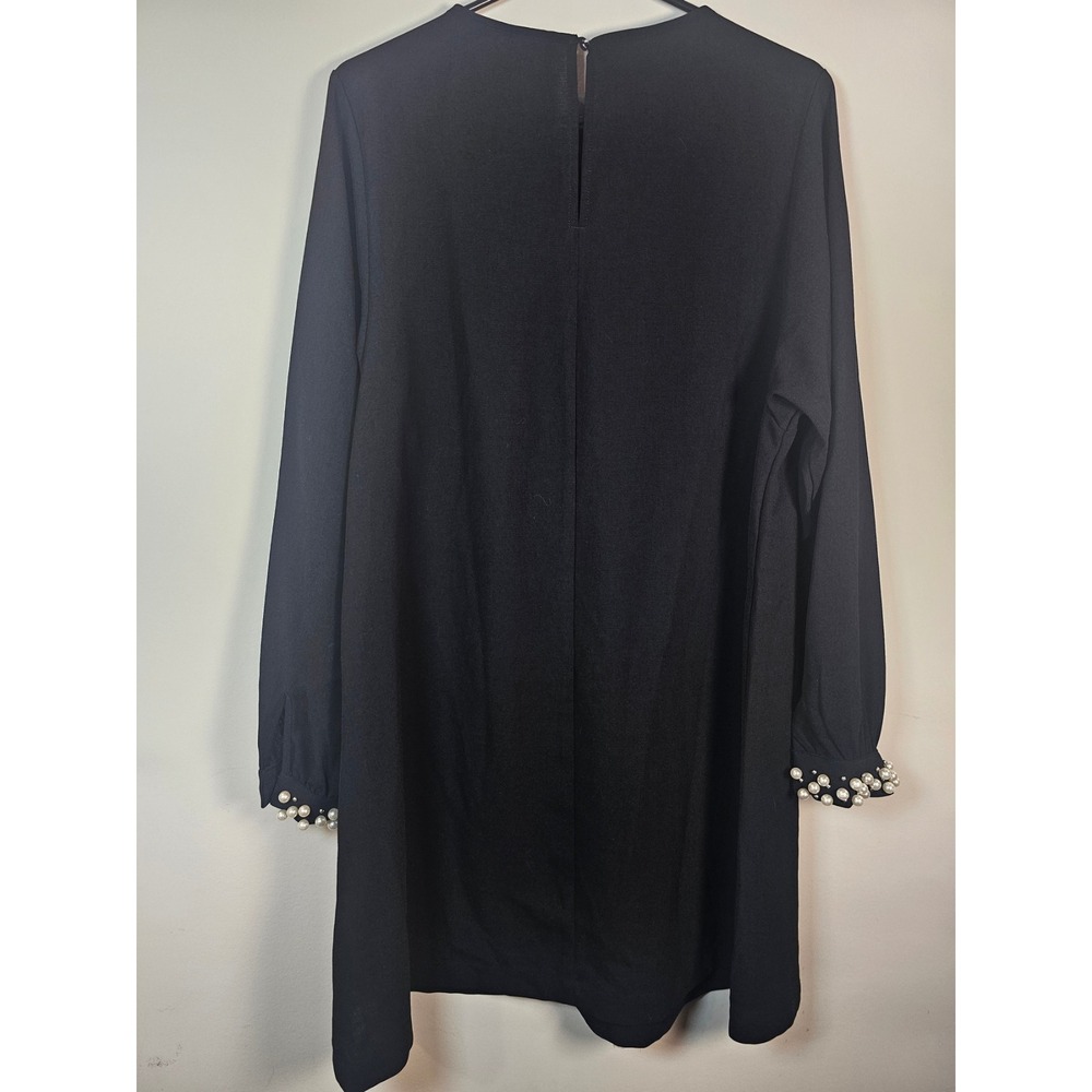 HM Black Pearl Cuff Long Sleeve Shift Dress Round Neck Mini Size 10 - Picture 8 of 8